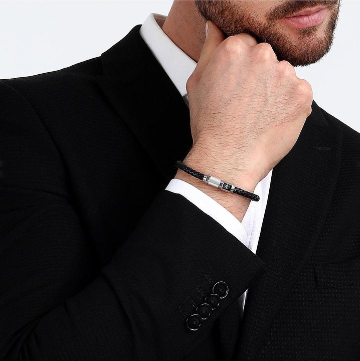 Produktbild Maserati Leather Armband (21.50 cm, Edelstahl, Leder, Recycelt)