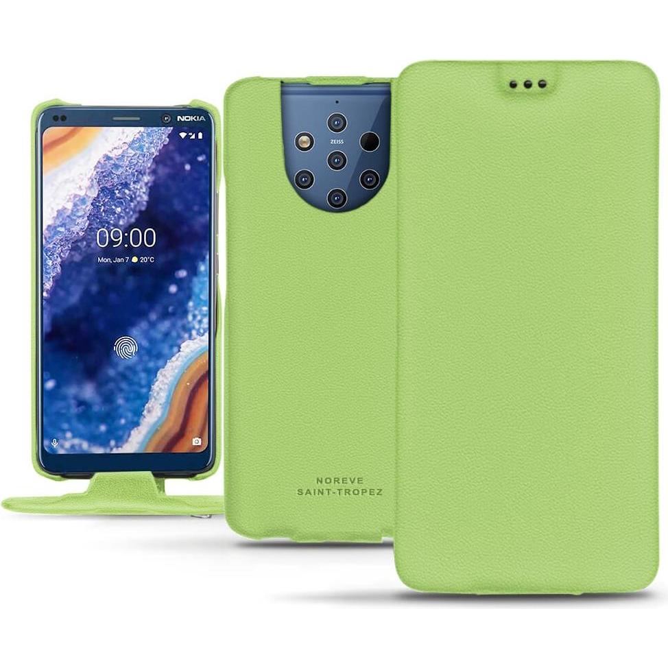 Noreve Lederschutzhülle vertikal (Nokia 9 PureView), Smartphone Hülle, Grün