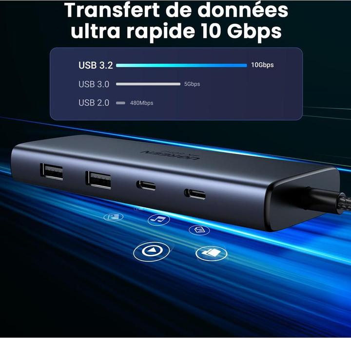 Actual product image Ugreen 7-in-1 USB-C Hub CM498 (USB-C, 7 ports)