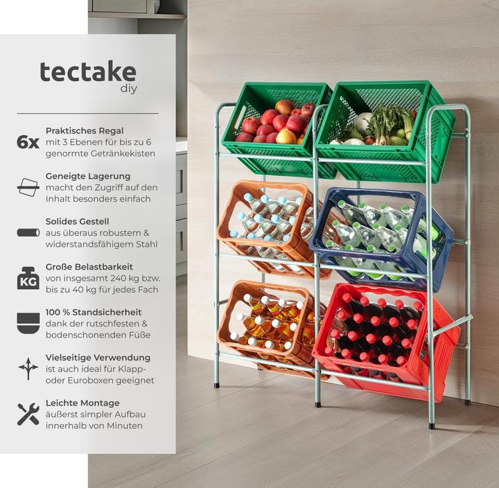 Produktbild tectake Getränkekistenregal (96 x 33 x 116 cm)