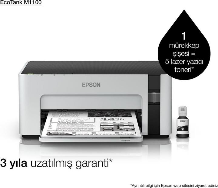 Actual product image Epson EcoTank M1100 - 1440 x 720 DPI - 1 - A4 - 15000 pages per month - 32 pages per (Ink tank, Black and white)