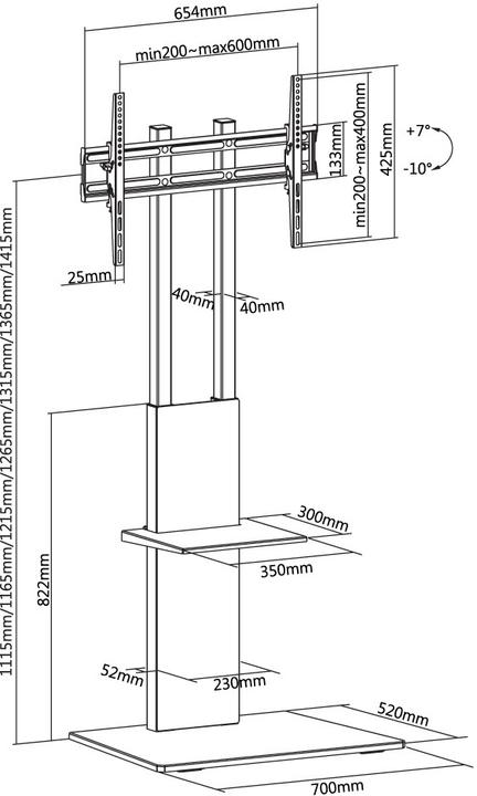Actual product image Reflecta TV Stand Elegant 70S black (40 kg, 37" - 70")