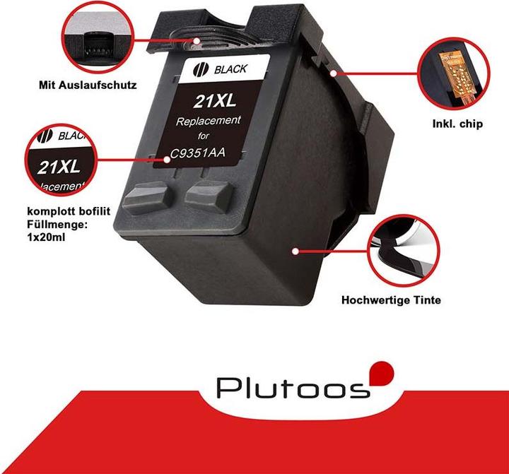 Image du produit Plutoos HP 21 HP 22 Cartouches XXL compatibles, jeu de 2 BK+CL (CF, CL)