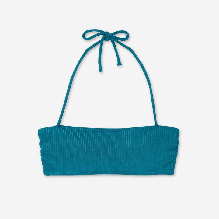 Image du produit Olaian Haut de maillot bandeau texturé Femme - Laura folk bleu (80 C)