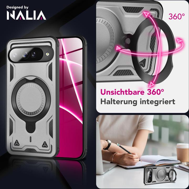 Immagine prodotto Nalia Cover "Stormguard" - MagSafe Panzer Schutz Hülle mit 360° Ring - Military Outdoor Case (Google Pixel 10)
