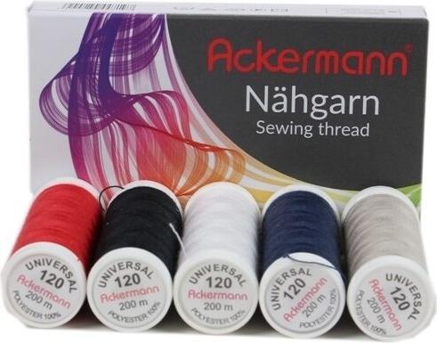 Produktbild 5X 200m UNIVERSAL NÄHGARN (Allesnäher), Stärke 120, 100% Polyester, reissfest (Bunt, Farben (200 m)