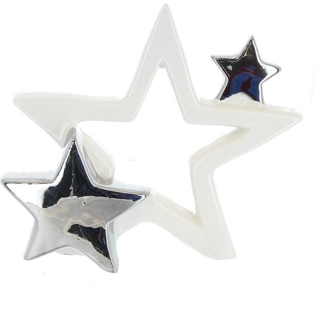 MICA Living, Weihnachtsdeko, Sternsilhouette mit Sternen - aus Keramik - ca. 19x5,5x17 cm