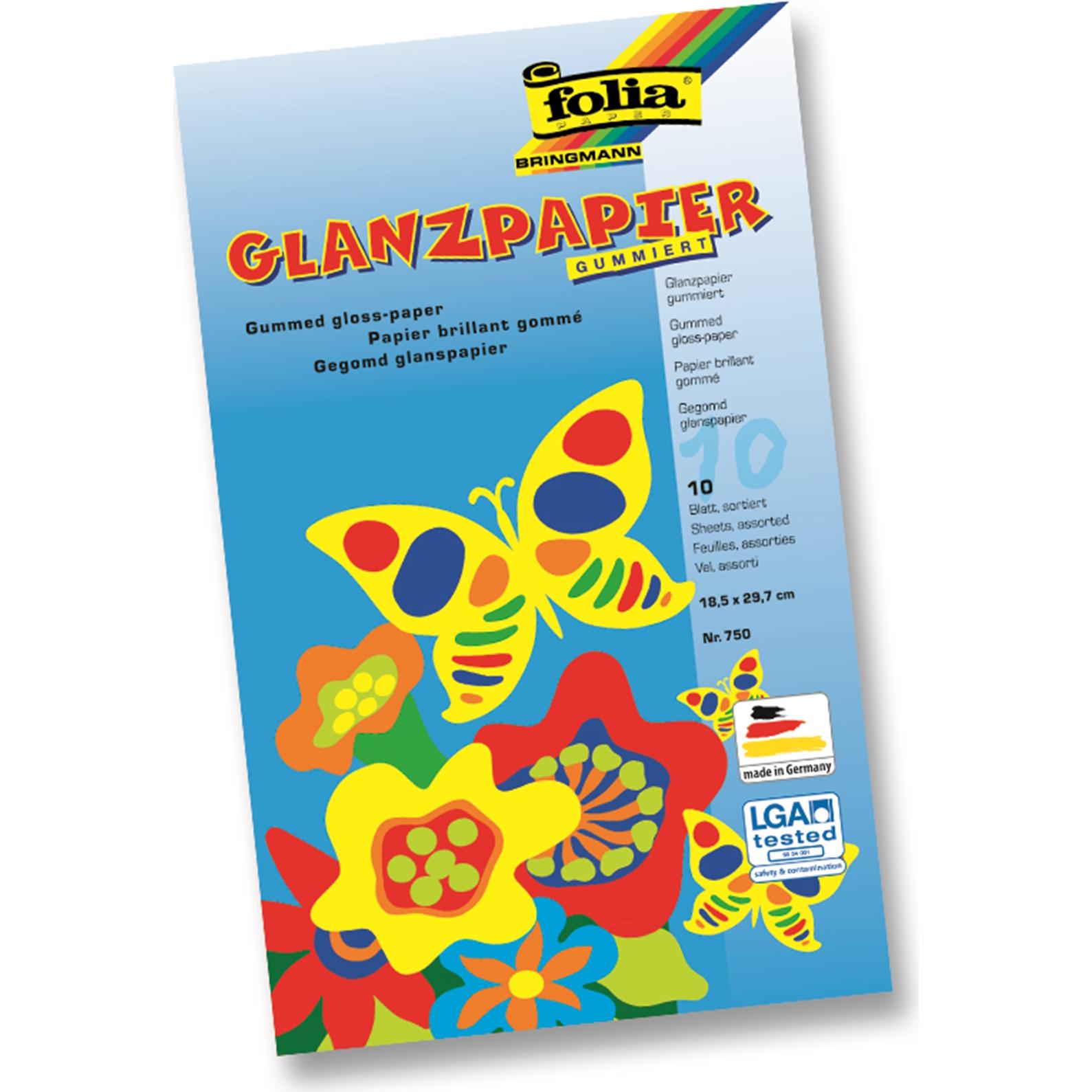 Folia, Carta, Cartella di carta colorata, 10 fogli 18,5x29,7cm, colori assortiti (80 g/m², 18,5 x 29,5 cm)