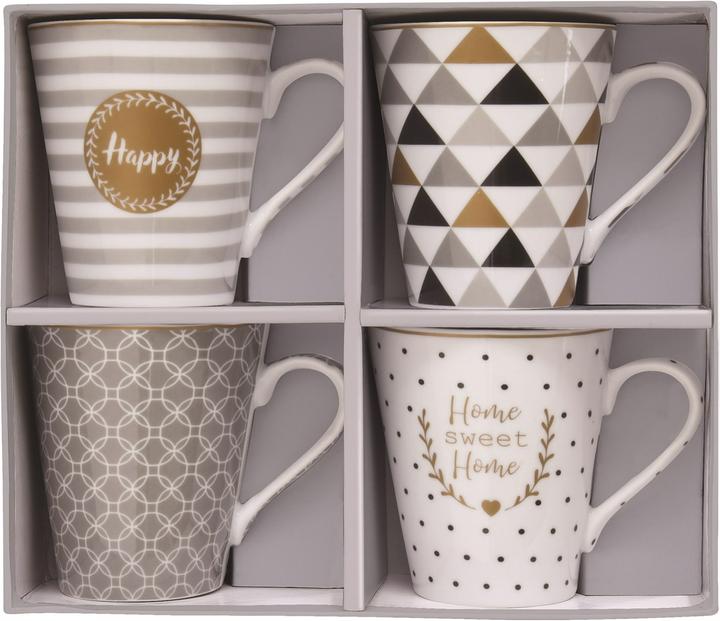 Actual product image Easy Life Coffee Mania Set of 4 Coffee Mugs in GB, "Home",300ml (300 ml, 4 x)