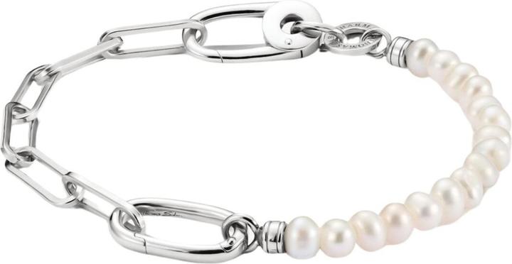 Immagine prodotto Thomas Sabo Charm Armband Paperclip und Perlen mit einem Connect Link Silber (17 cm, Argento)