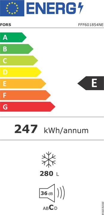 Label énergétique Fors Congélateur indépendant FFF601854NE Blanc (Autonome, 280 l)