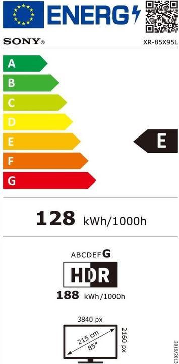 Label énergétique Sony FWD-85X95L (85", A95L, LED, 4K, 2023)