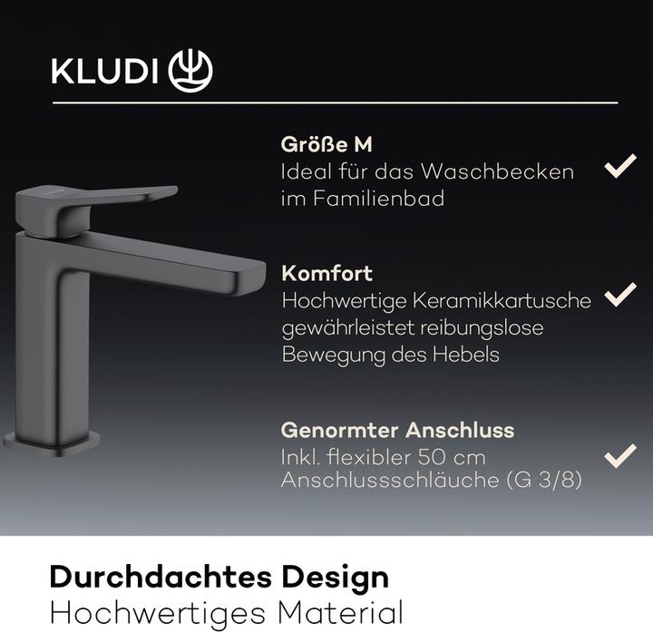 Actual product image Kludi X3 Wash basin mixer, size M, with push-open pop-up waste