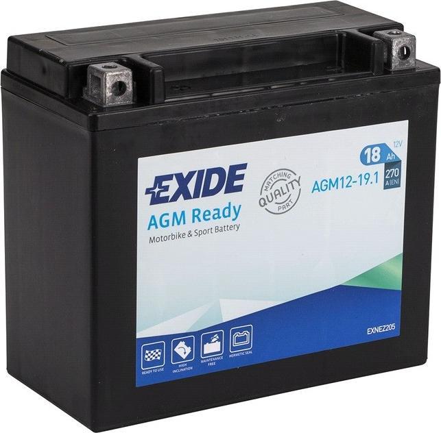 Image du produit Exide AGM Ready AGM12-19 YTX20L-BS Motorradbatterie 18Ah (DIN82003) (12 V, 18 Ah, 270 A)