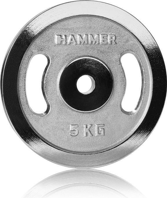 Actual product image Hammer Fitness Hantelscheibe 30 mm 5 kg chrom (1 x 5 kg)