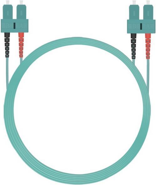 Actual product image Helos Fibre optic patch cable SC/SC Duplex 50/125µm OM3 aqua 0.5m (U/FTP, CAT6, 0.50 m)
