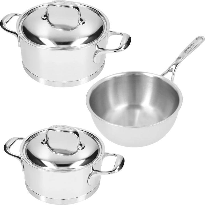 Demeyere Atlantis 7 Starterset 3st elk 1x D41318 D41320 en D25920 (Kookpotten en pannenset, Roestvrij staal, 20 x 30 cm)
