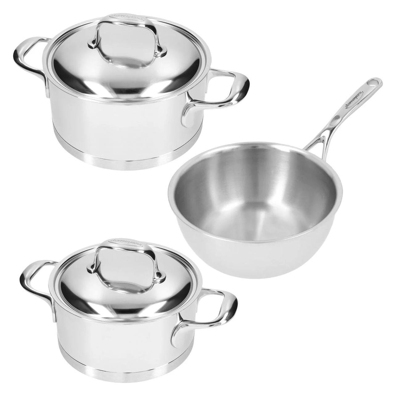 Demeyere Atlantis 7 Starterset 3st Elk 1x D41318 D41320 En D25920, Pan + Steelpan, Zilver