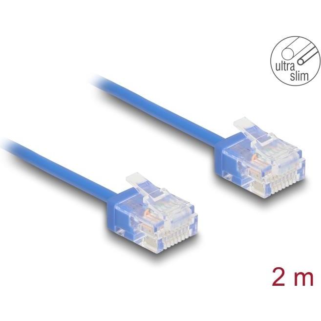 Delock RJ45 Netzwerkkabel Cat.6 UTP Ultra Slim 2 m blau mit (U/UTP, CAT6, 2 m), Netzwerkkabel