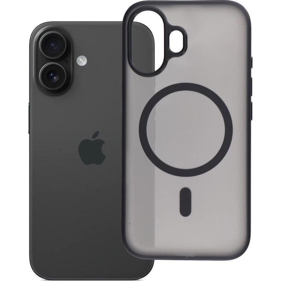 OEM Back panel cover Case for iPhone 16 Flexline Mag Cover compatible with MagSafe black (Apple iPhone 16), Cover smartphone, Nero