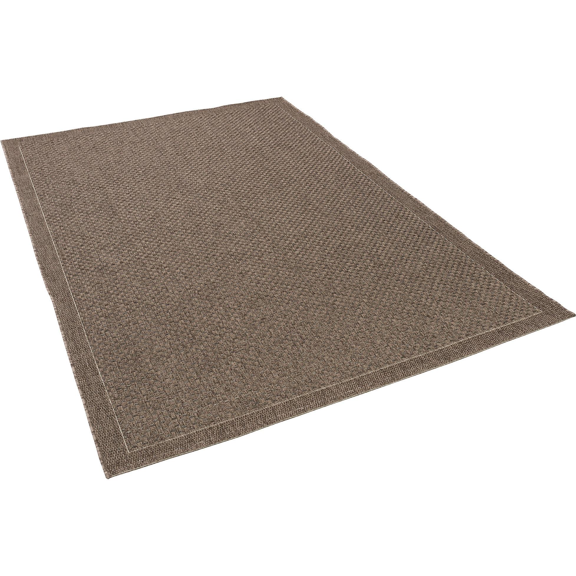 Pergamon, Teppich, In & Outdoor Teppich Flachgewebe Natur Panama Dunkelbraun Bordüre (140 x 200 cm)