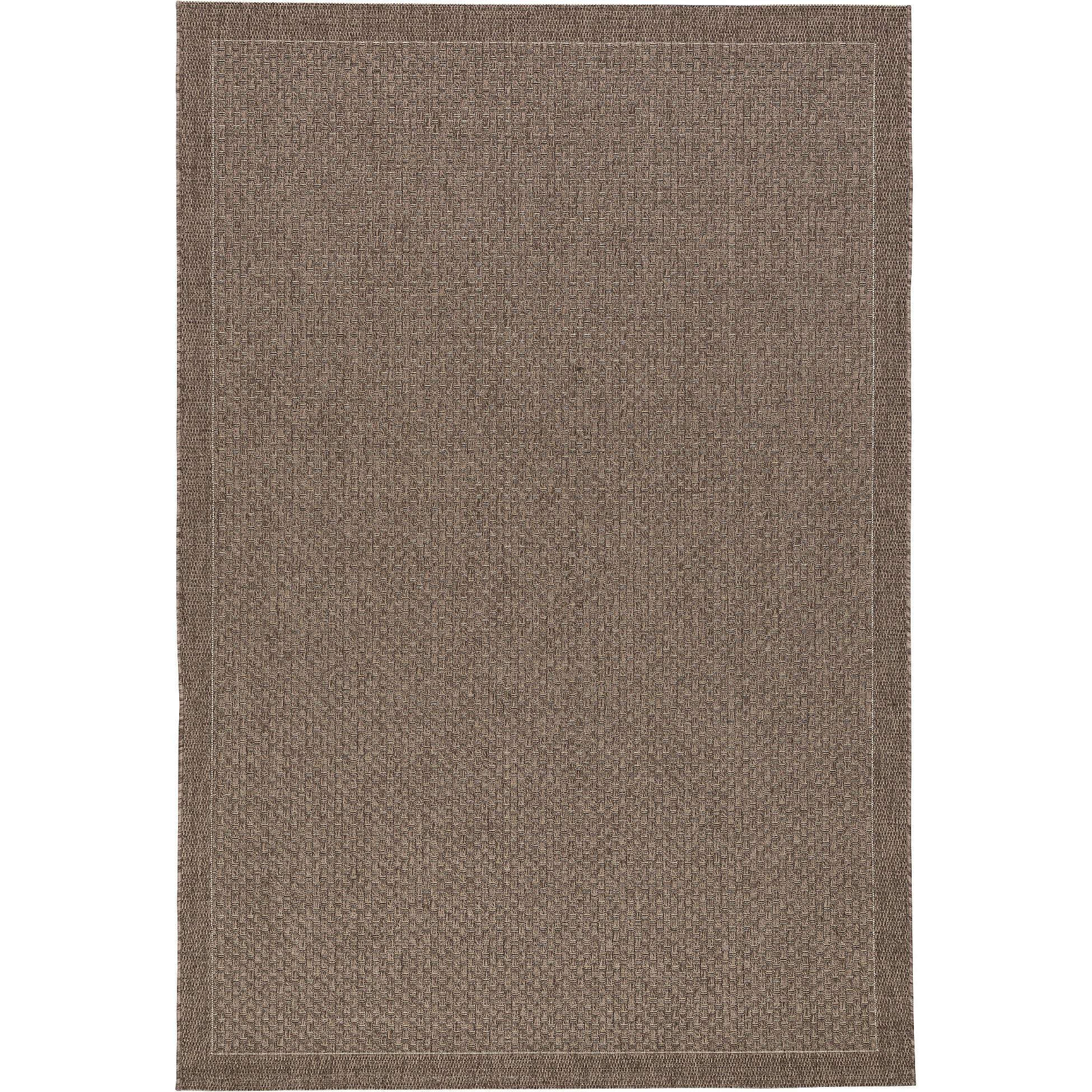 Thumbnail - Pergamon, Teppich, In & Outdoor Teppich Flachgewebe Natur Panama Dunkelbraun Bordüre (140 x 200 cm)