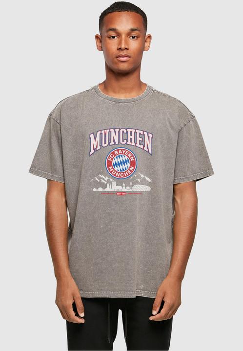 Actual product image FC Bayern München FC Bayern Skyline for grey Acid Washed Heavy Oversize Tee - 115437 (L)