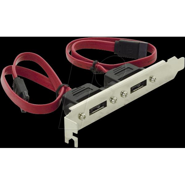 Shiverpeaks S-CONN BRACKET 10 Slotblende mit 2x eSATA (SATA 7-pin, 50 cm), Data + Video Adapter