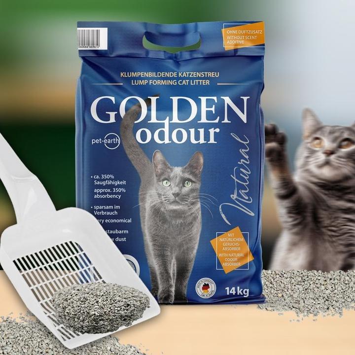 Image du produit Pet-Earth Litière pour chat à odeur grise dorée, naturelle (Agglomérant, Neutralisant, Non poussiéreux, 7 kg)