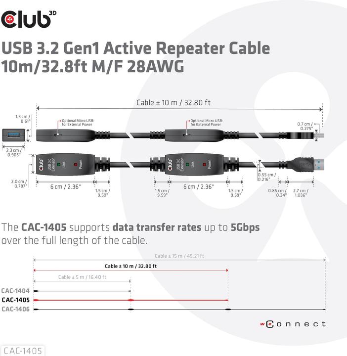 Actual product image Club 3D USB A – USB A (10 m, USB 3.2)