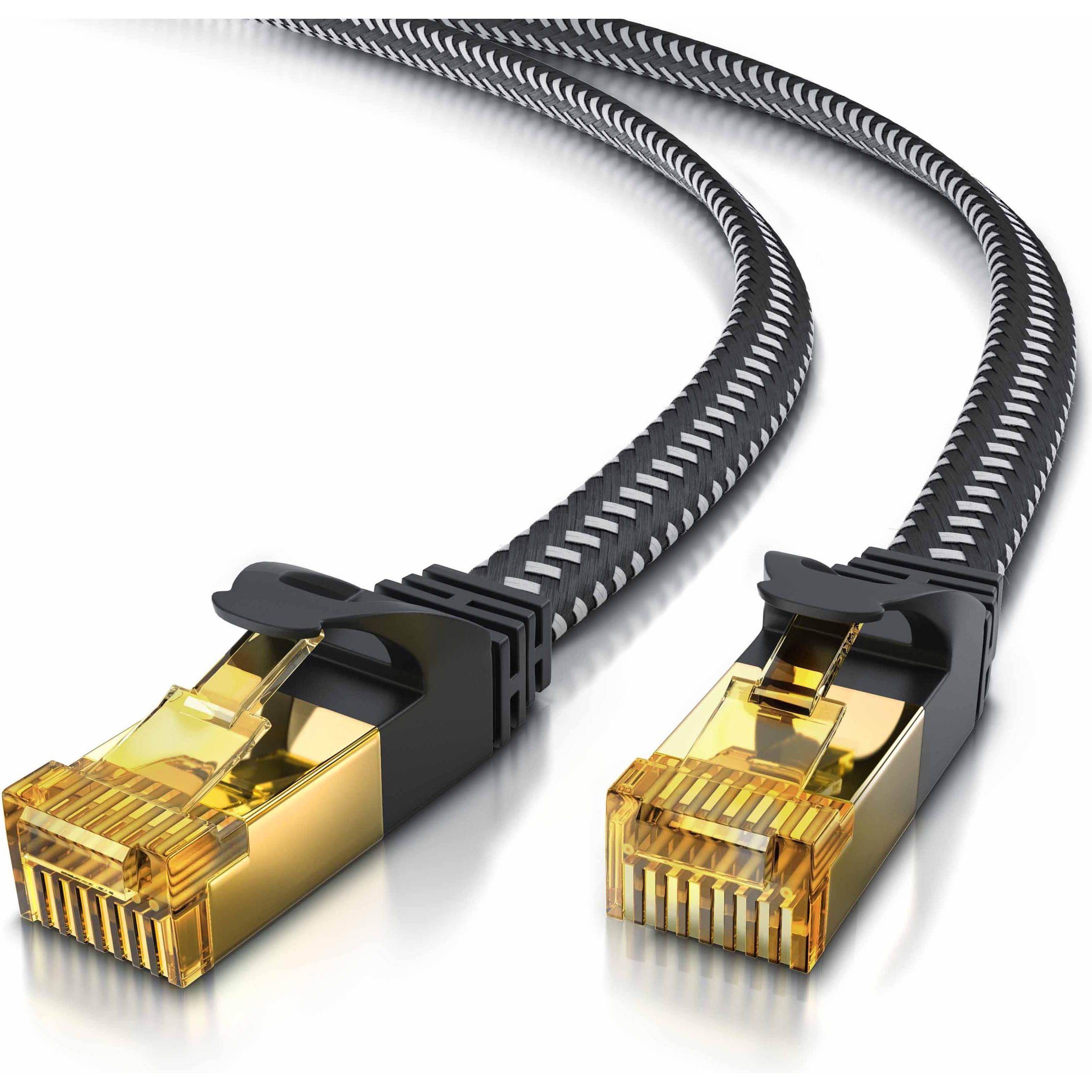 Primewire CAT 7 Netzwerkkabel Flach Baumwollmantel - LAN Patchkabel Datenkabel - Flachbandkabel - Verlegekabel (U/FTP, C...