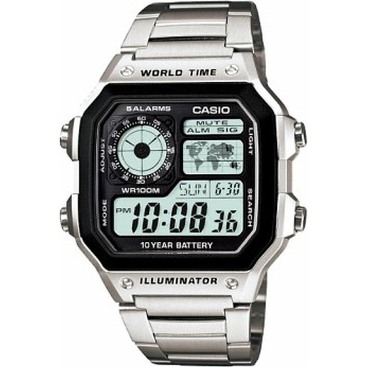 Casio, Armbanduhr, World Time Illuminator, Silber, (Digitaluhr, 42.10 mm)