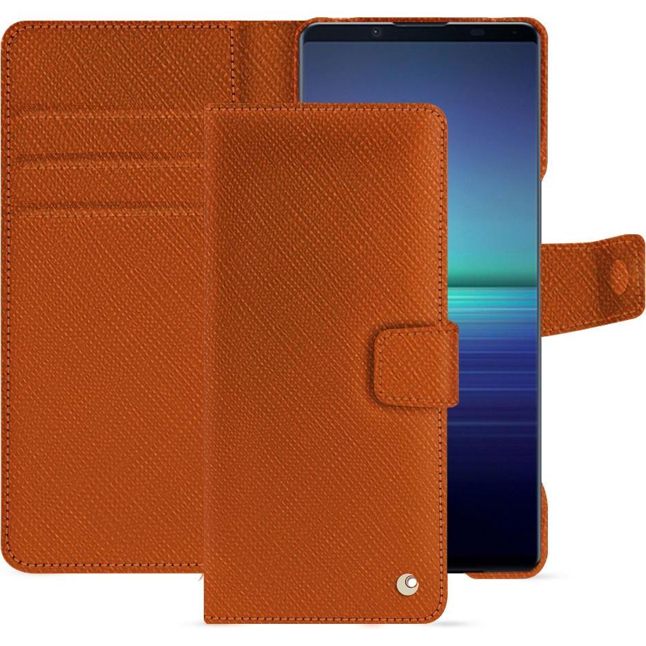 Noreve Lederschutzhülle Sony Xperia 1 V (Sony Xperia 1 V), Smartphone Hülle, Orange