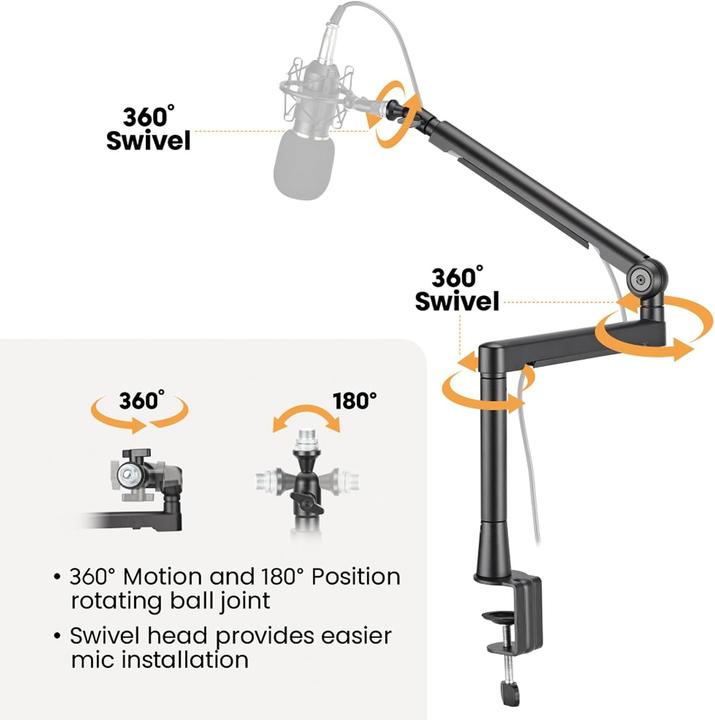 Image du produit Roline Bras de microphone de studio professionnel Aluminium