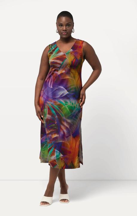 Produktbild Ulla Popken Midi-Slinkykleid, A-Linie, V-Ausschnitt, ärmellos (58)