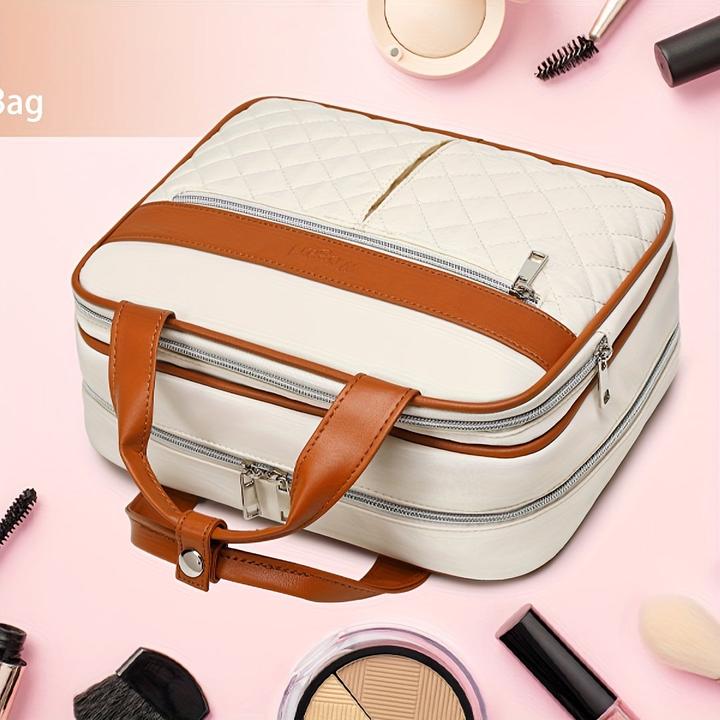 Produktbild Only-Bags.Store Mehrschichtige Kosmetiktasche aus Segeltuch, geeignet für die Reise, gestreiftes Muster