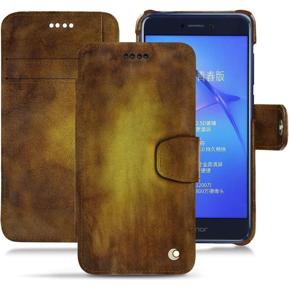 Noreve Lederschutzhülle Wallet (Huawei P8 Lite (2017)), Smartphone Hülle, Gold