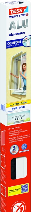 Actual product image tesa Insect screen Alu COMFORT for windows, with aluminium frame, without drilling (140 x 150 cm)