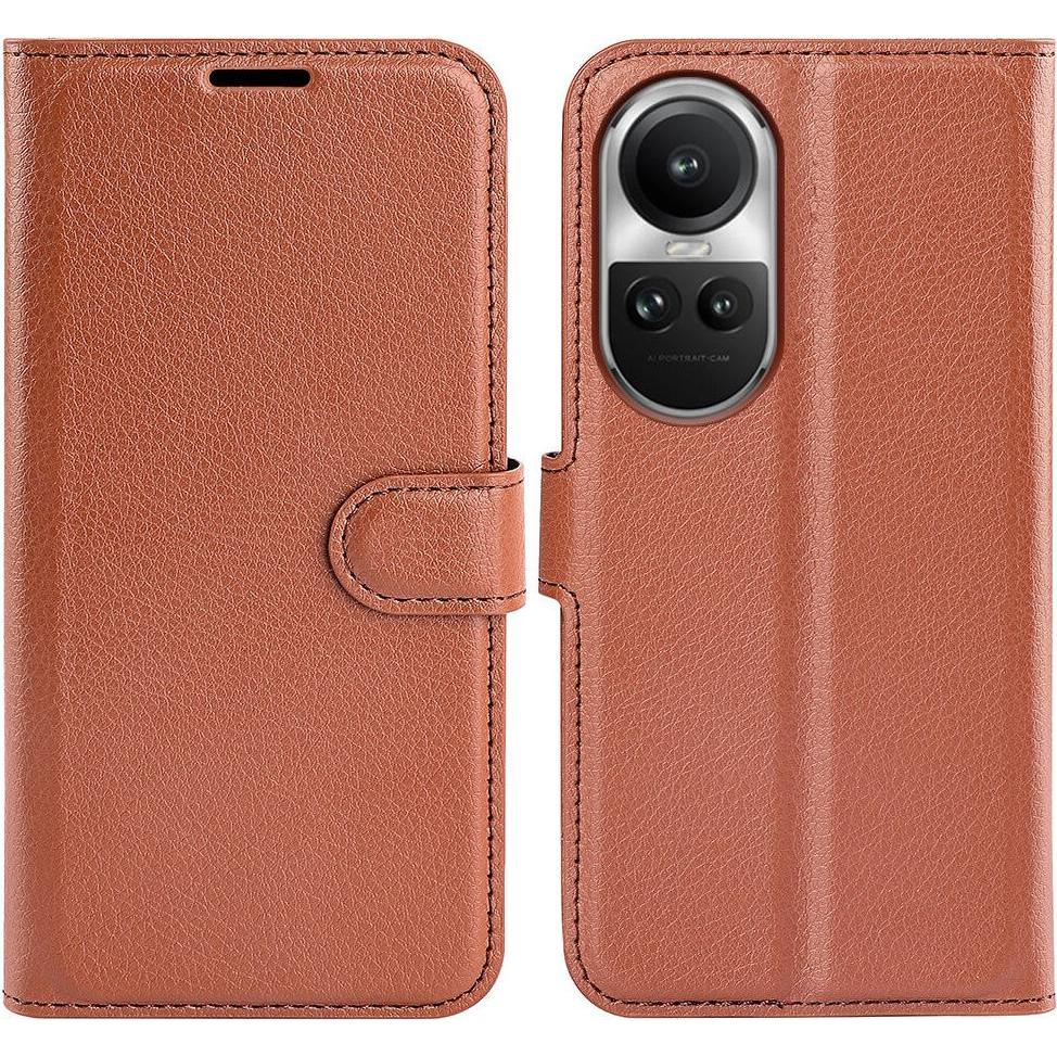 Cover-Discount Oppo Reno10 / 10 Pro - Leder Etui Hülle braun (OPPO Reno 10, Oppo Reno 10 Pro), Smartphone Hülle, Braun
