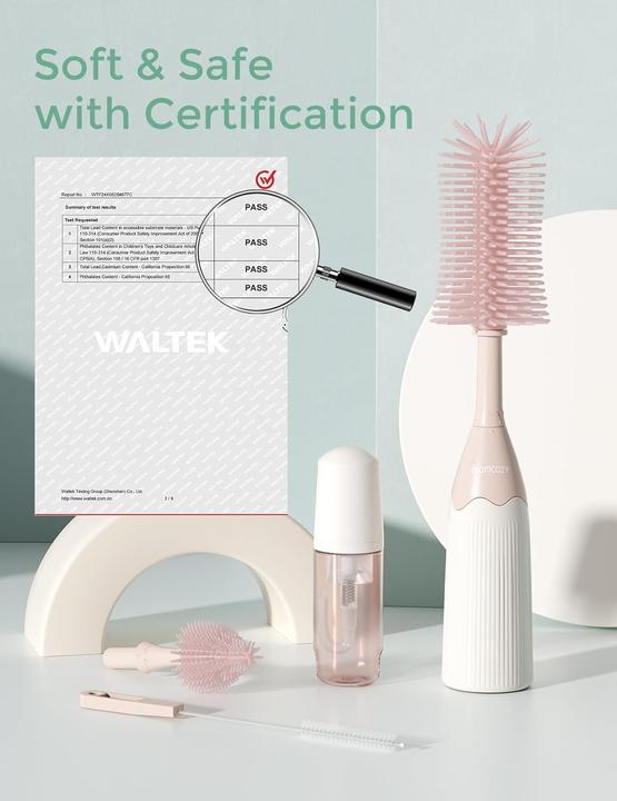 Produktbild Momcozy Flaschenbürsten-Set mit Push-Press Design PNK