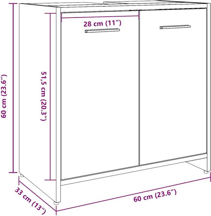 Produktbild vidaXL Waschbeckenschrank (60 x 33 x 60 cm)