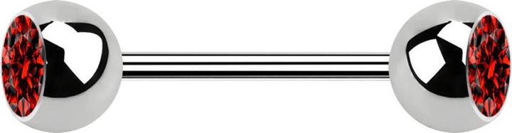 Image du produit Star Piercing Micro Barbell argent avec deux boules et cristal rouge (sans laiton, Acier chirurgical 316L)