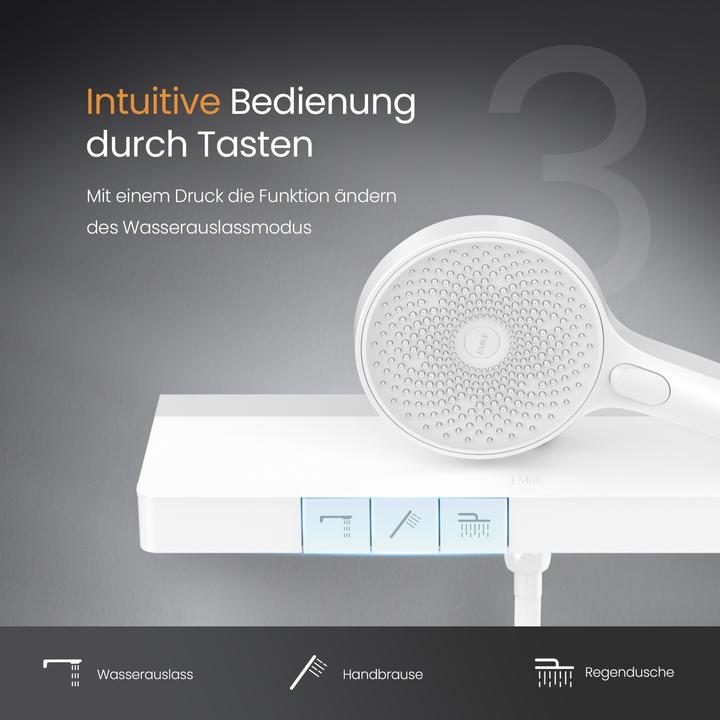 Image du produit Emke Système de Douche Thermostatique, Douchette+Douche de Tête(2 intensités de jet)+Sortie Inférieure, B