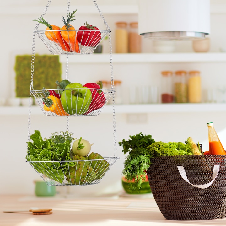 Immagine prodotto Relaxdays Portafrutta da appendere a 3 ripiani (28 x 28 x 73 cm)