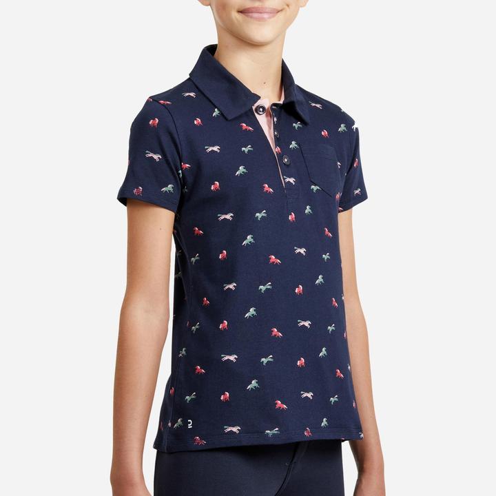 Produktbild Fouganza Reit-Poloshirt 140 kurzarm Kinder blau (128)