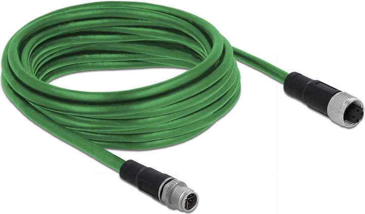 Produktbild Delock Netzwerkkabel M12 4 Pin D-kodiert Stecker zu Buchse TPU 5 m (SF/UTP, CAT6, 5 m)