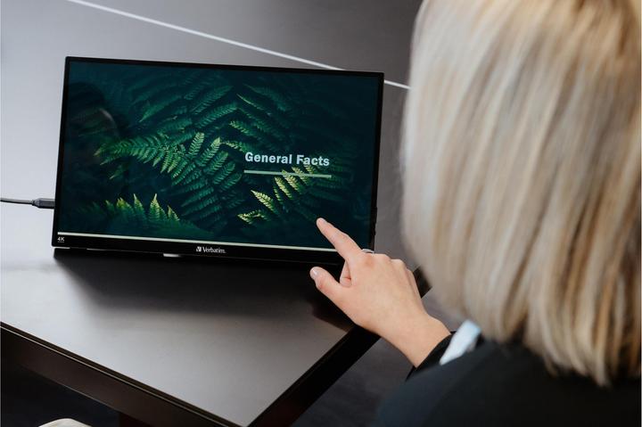 Actual product image Verbatim PMT-15 4K Portable Touchscreen Monitor 15.6" 4K Ultra HD Metal Housing (3840 x 2160 Pixels, 15.60")