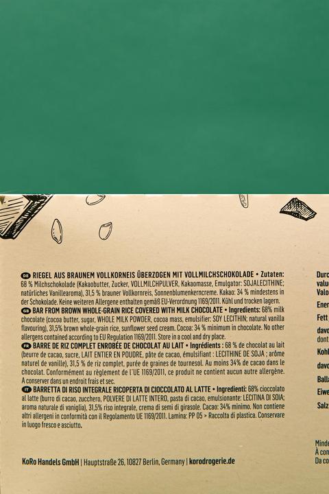 Produktbild KoRo Riegel aus braunem Vollkorneis überzogen mit Vollmilchschokolade (360 g)