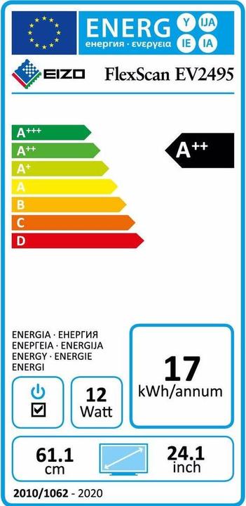 Energielabel Eizo EV2495 FlexScan (1920 x 1200 pixels, 24")