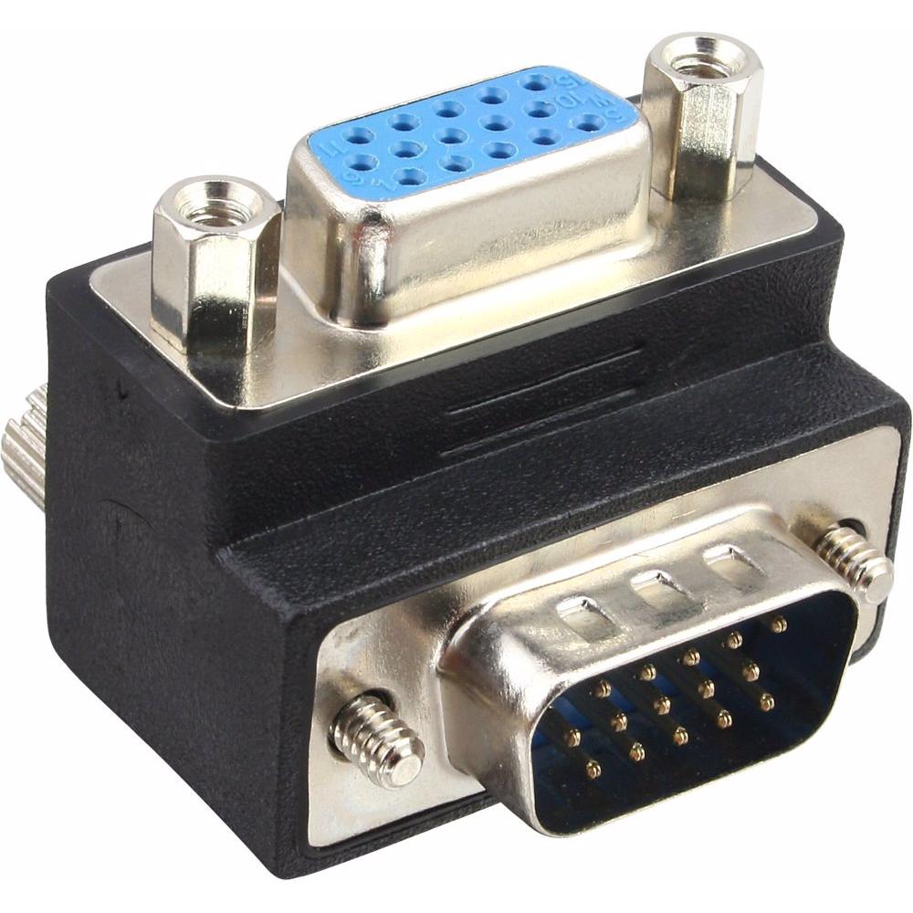 InLine VGA Adapter 90° Winkel 15pol Stecker/Buchse (VGA), Data + Video Adapter, Schwarz